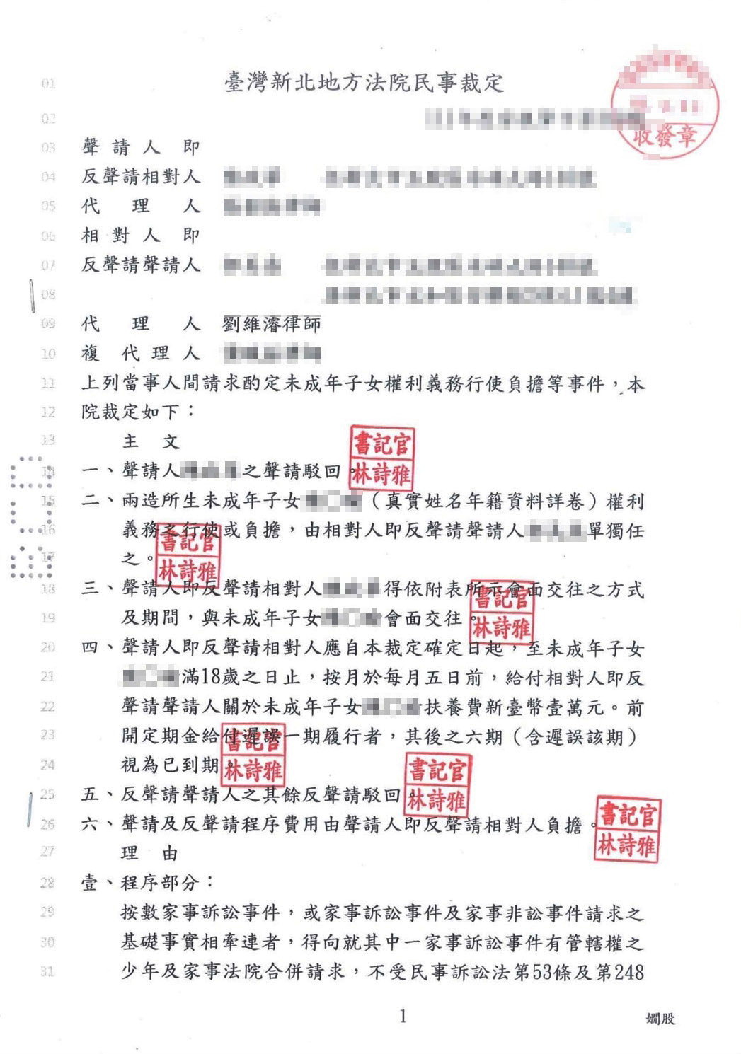 酌定未成年子女親權勝訴案件